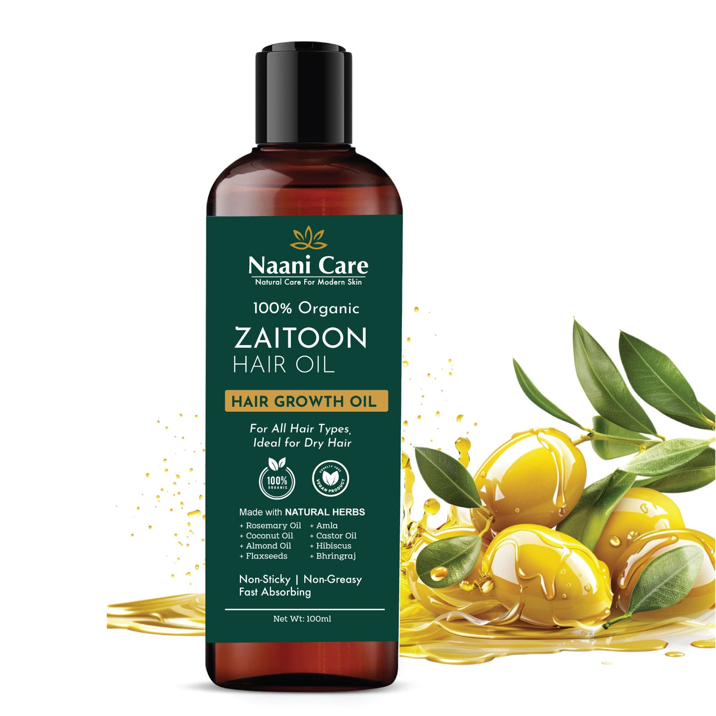 Zaitoon Hair Growth Oil | 100% Organic | 100ml