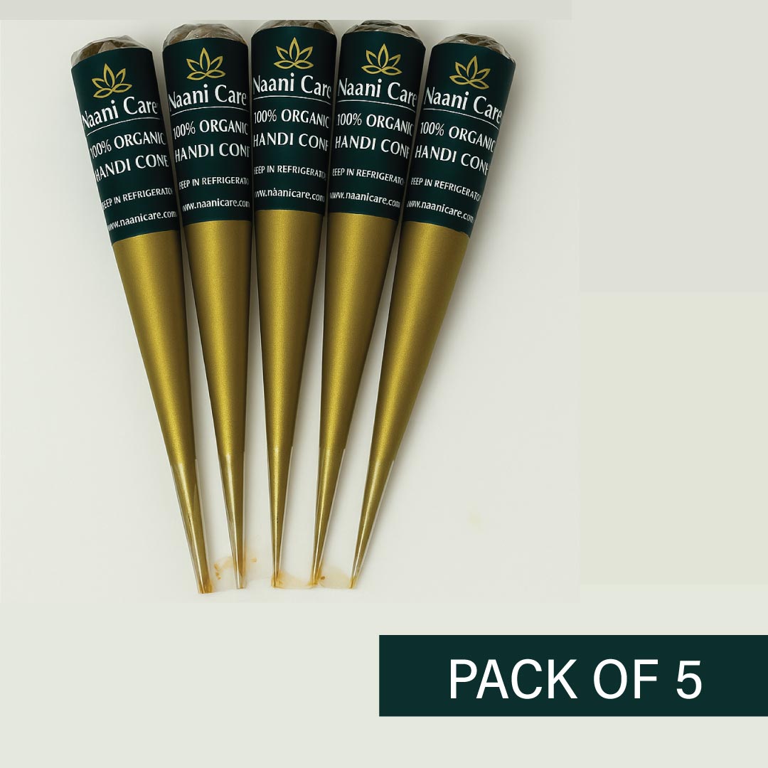 Nail Mehndi Cones - 100% Organic Cones - 15g each (Pack of 5)