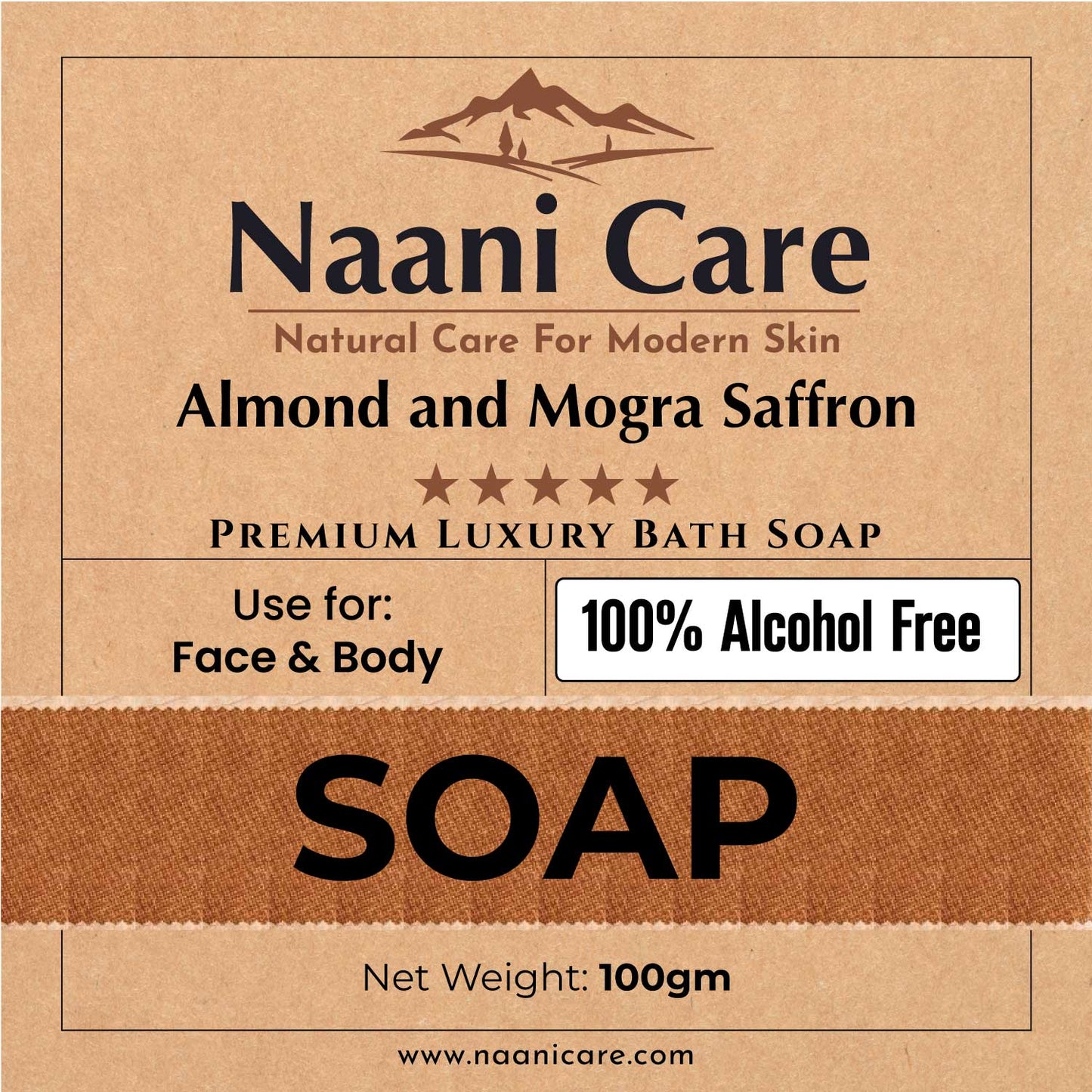 Bath Soap with Almond & Saffron | 100% Alcohol-Free | Anti-Aging, TAN Removal